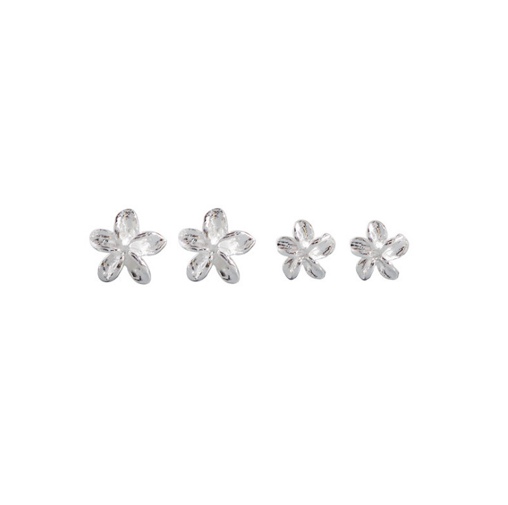 S925 STERLING SILVER Tiny HAWAIIAN PLUMERIA FLOWER Clover STUD EARRINGS 4/6/7MM