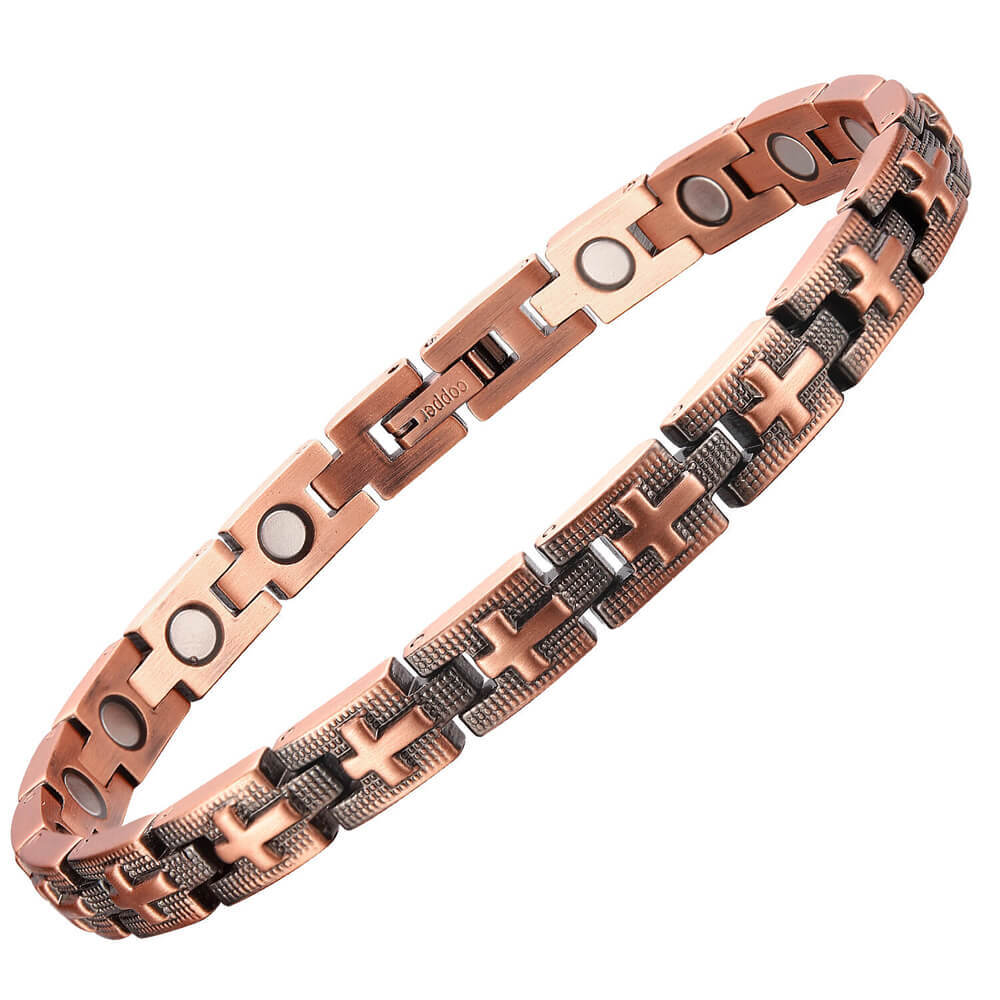 Cross Pure Copper Magnetic Bracelet Men Arthritis Pain Balance Energy Calm Joy Q