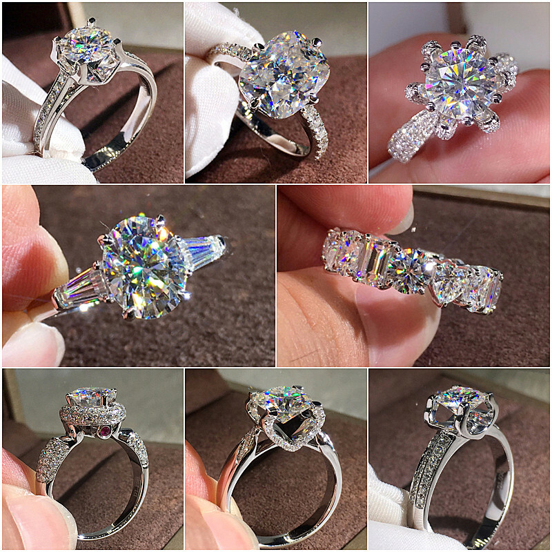 925 Silver Filled Ring Women Cubic Zircon Wedding Engagement Ring Sz 6-10