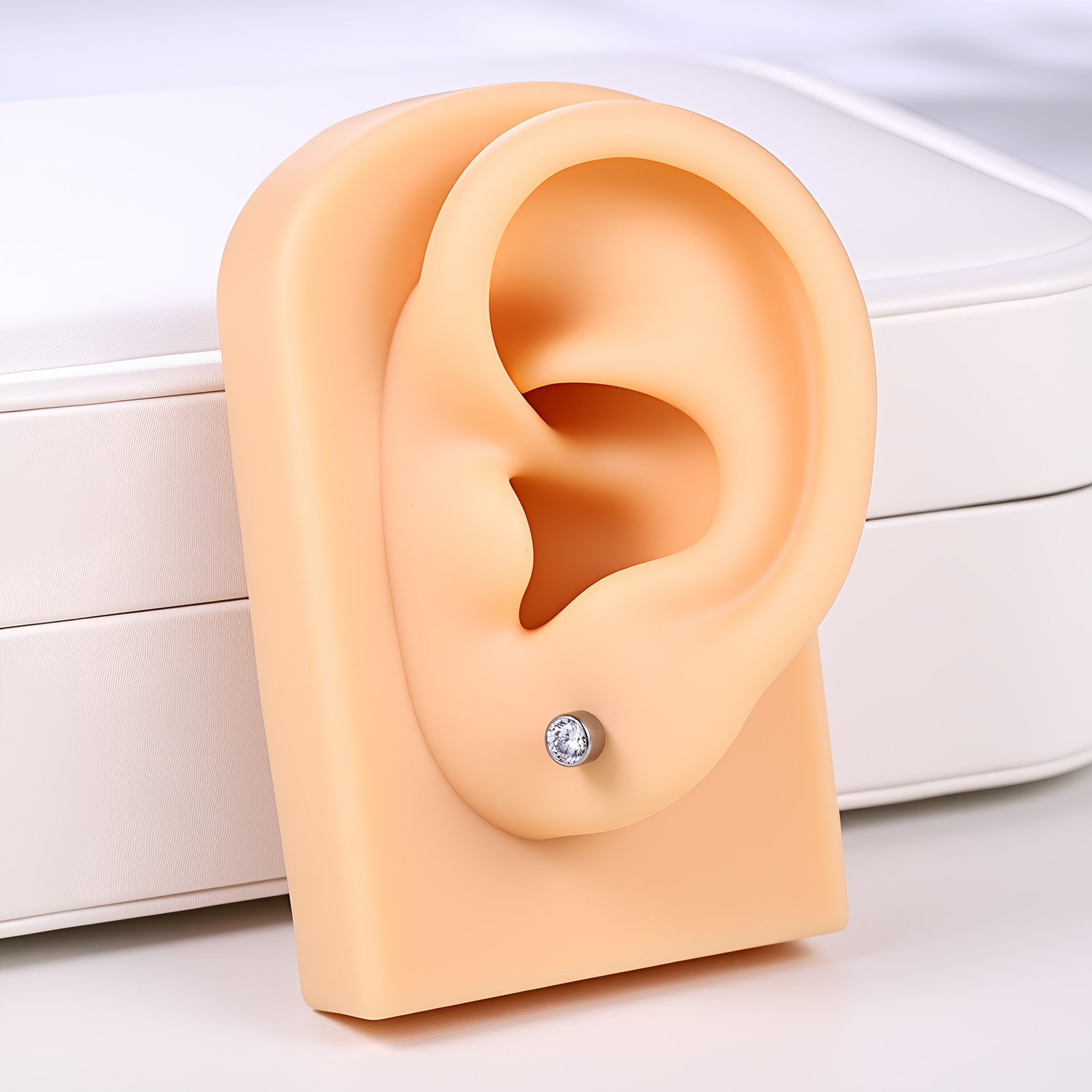 1 Pair 20G Titanium Steel Stud Earrings CZ Ball Heart Helix Cartilage Piercings