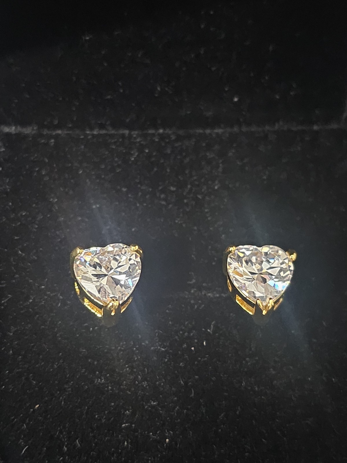 6.9mm Gold plated Heart Shape CZ Stud Earrings