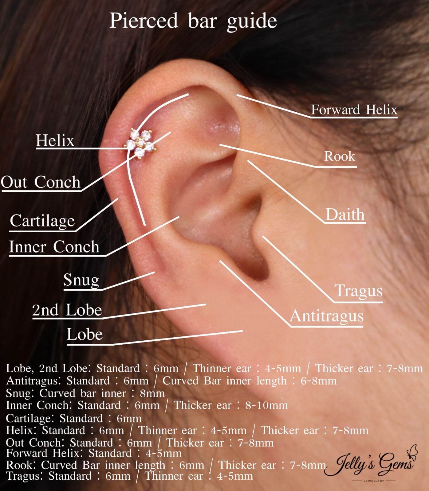 Internal Threaded Flat Labret Back Cartilage Helix Lobe Tragus Conch Earring UK