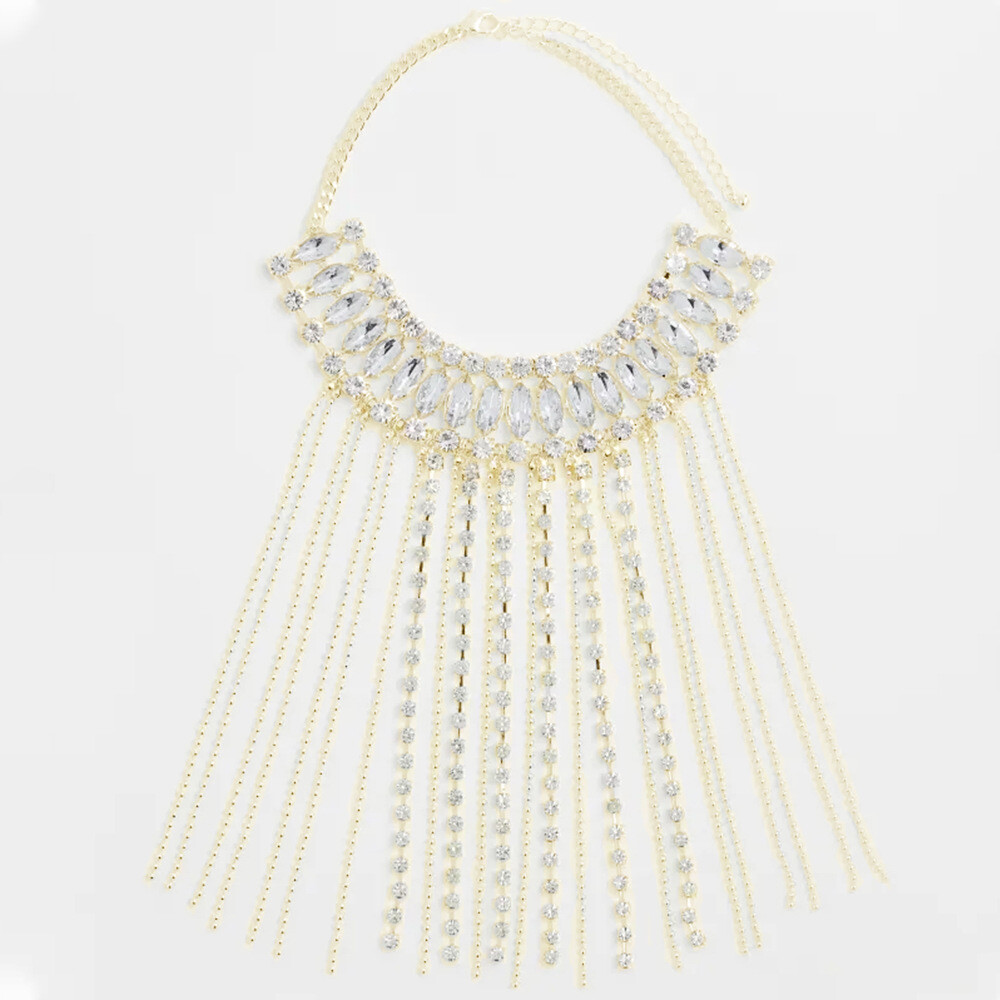 Women Rhinestone Necklace Tassels horse eye Fashion Jewel Sexy Body Chain 31019