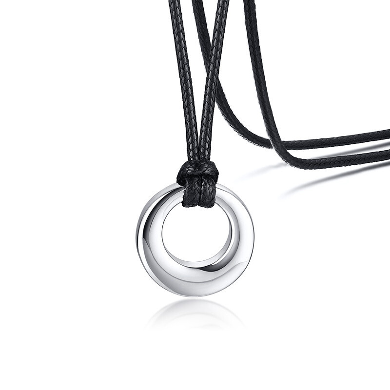 Wax Rope Women Necklace Ash Urn Circle Charm Pendant Cremation DIY Personalized