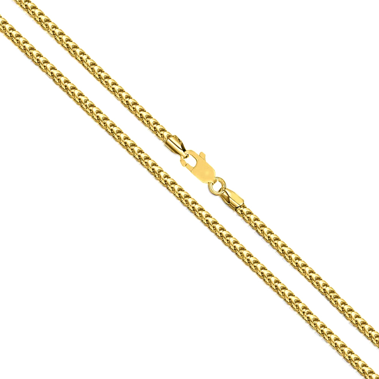 14k Yellow Real Solid Gold Franco Chain Necklace, 0.9mm, 18″