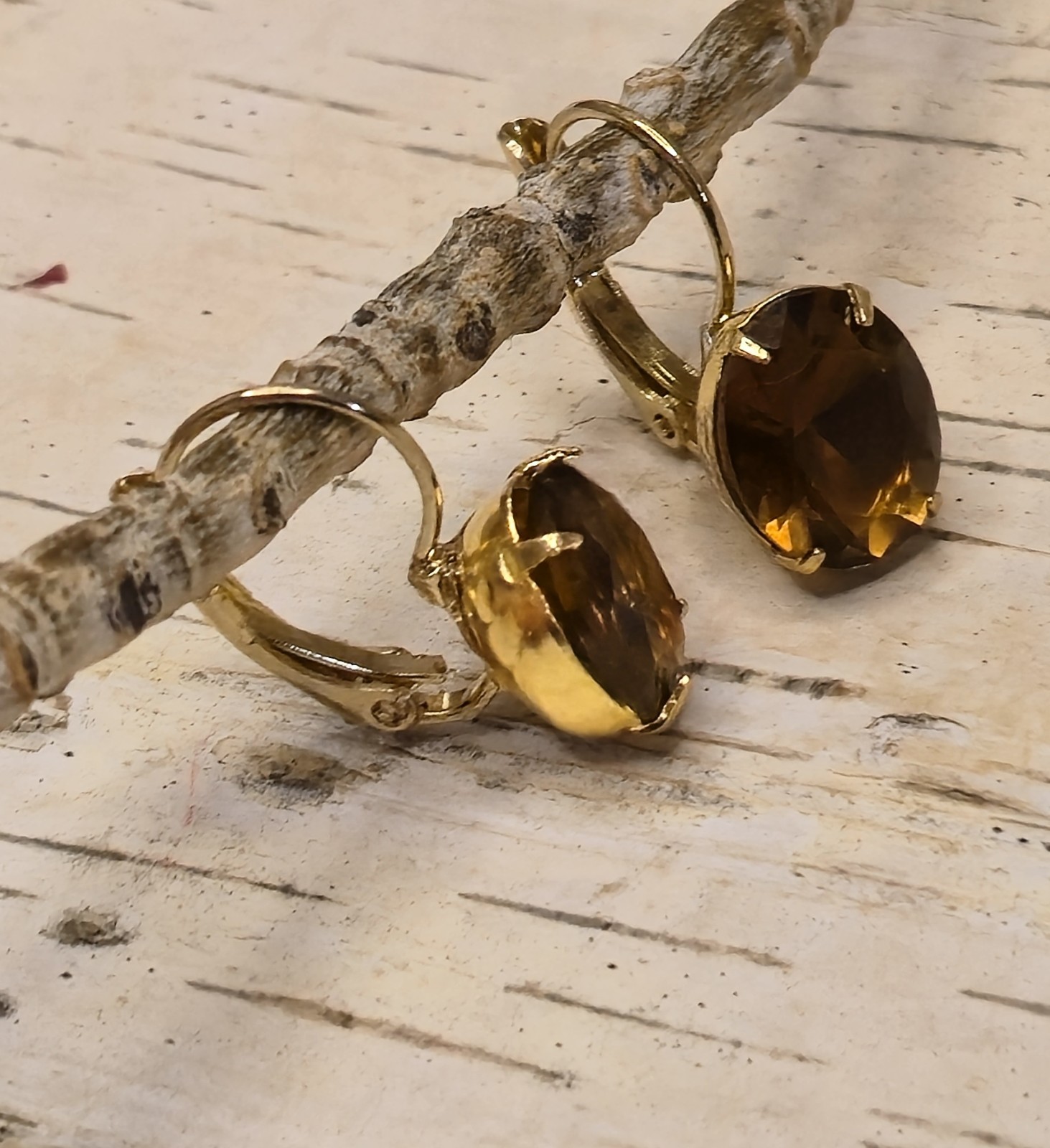 11.30 Total Carats Smokey Quartz In Drop 18k Gold Plated Earrings