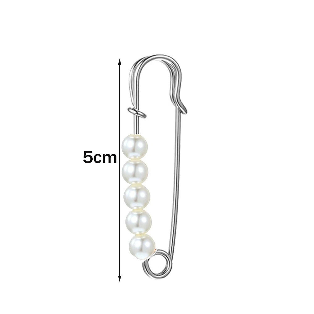 10Pcs Faux Pearl Brooch Pins Decorative Safety Pins Pants Clips Large Shawl Pins