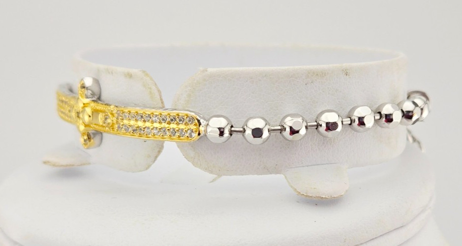 Sarda 18K Gold Message of Hope Bracelet in White Zircon #12