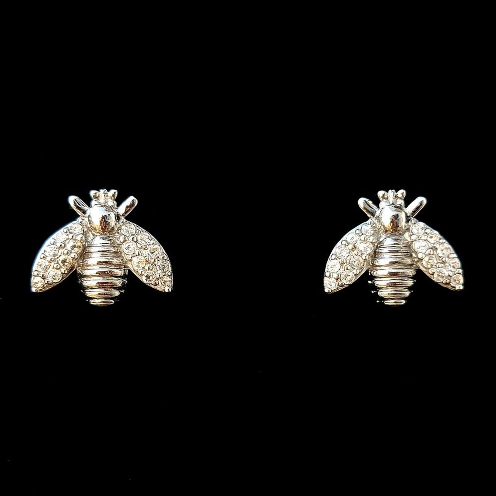 Silvertone Rhodium Plated Honey Bee Stud Nickel-Free Earrings