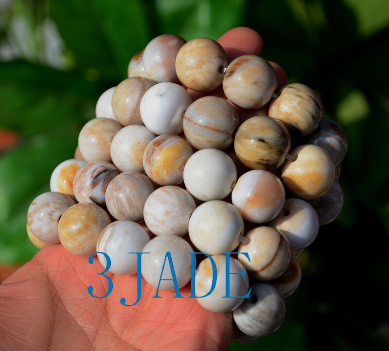 17mm Natural Petrified Wood Chalcedony Gemstone Beads Bracelet