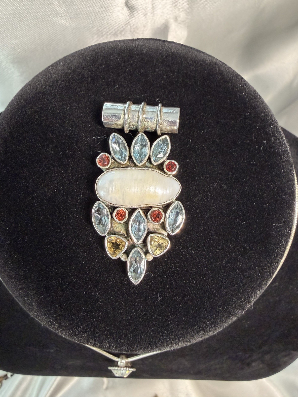 Artisan .925 Sterling Silver Multi-Gemstone Statement Pendant India