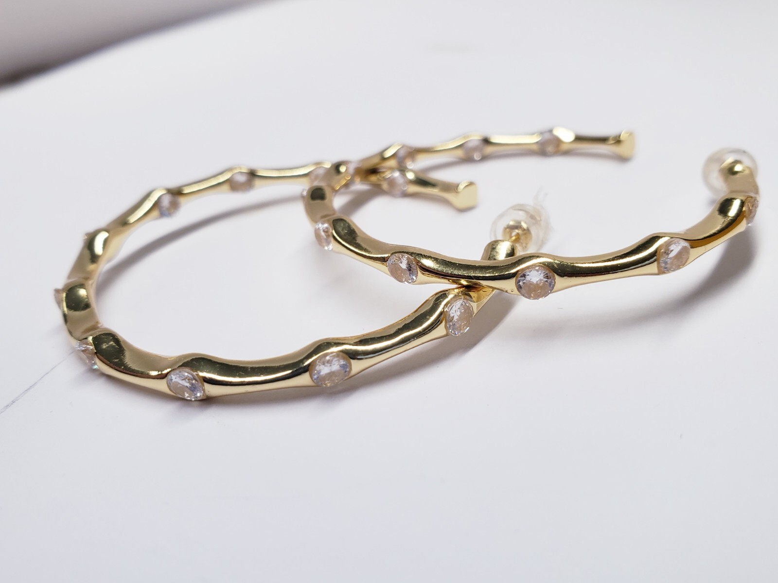 Jennifer Miller SPARKLE HOOP EARRINGS 14K Yellow Gold Plated