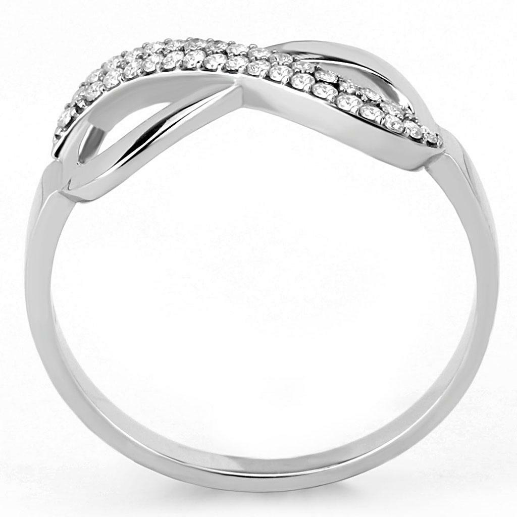 DA054 – High polished (no plating) Stainless Steel Ring with AAA Grade CZ in