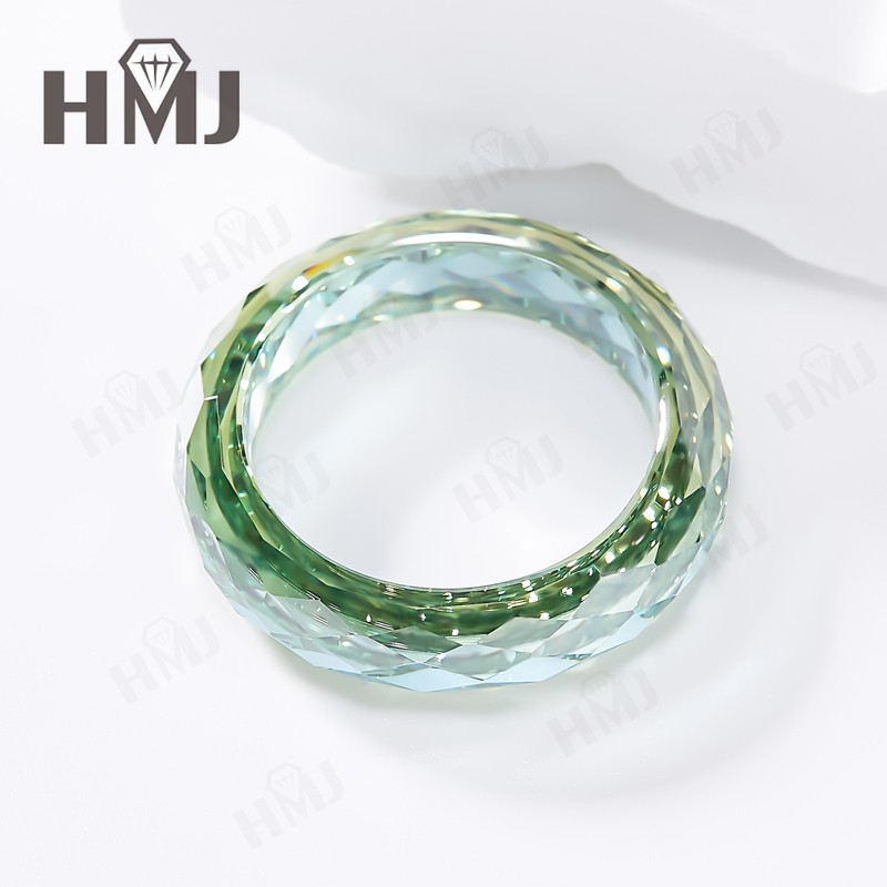 Moissanite Ring VVS1 Champagne Green Round Ring With GRA Jewelry Wedding Charms