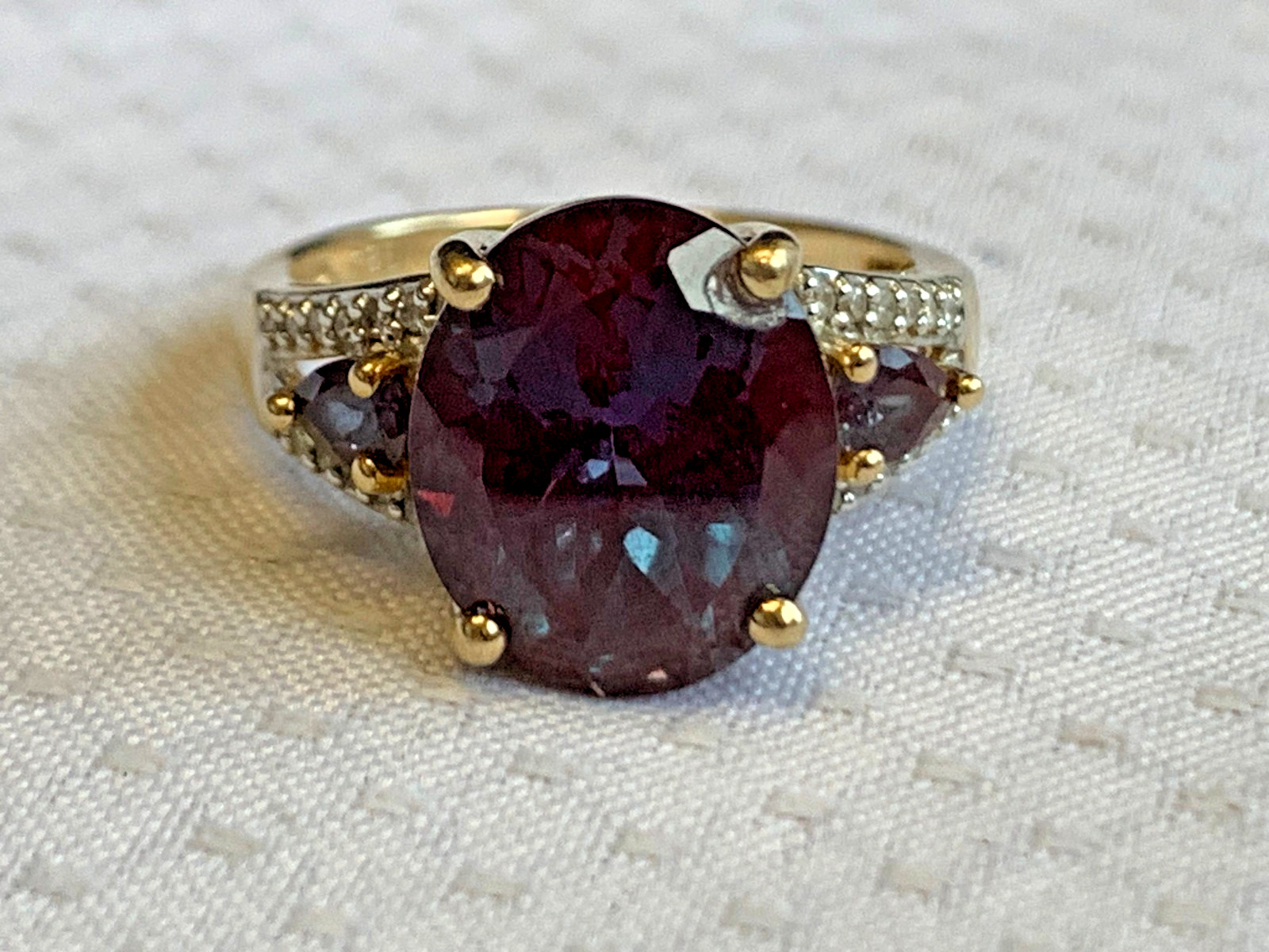 10K Yellow Gold Ring 4.62g Jewelry Size 7 Band Alexandrite Look Stone *READ*
