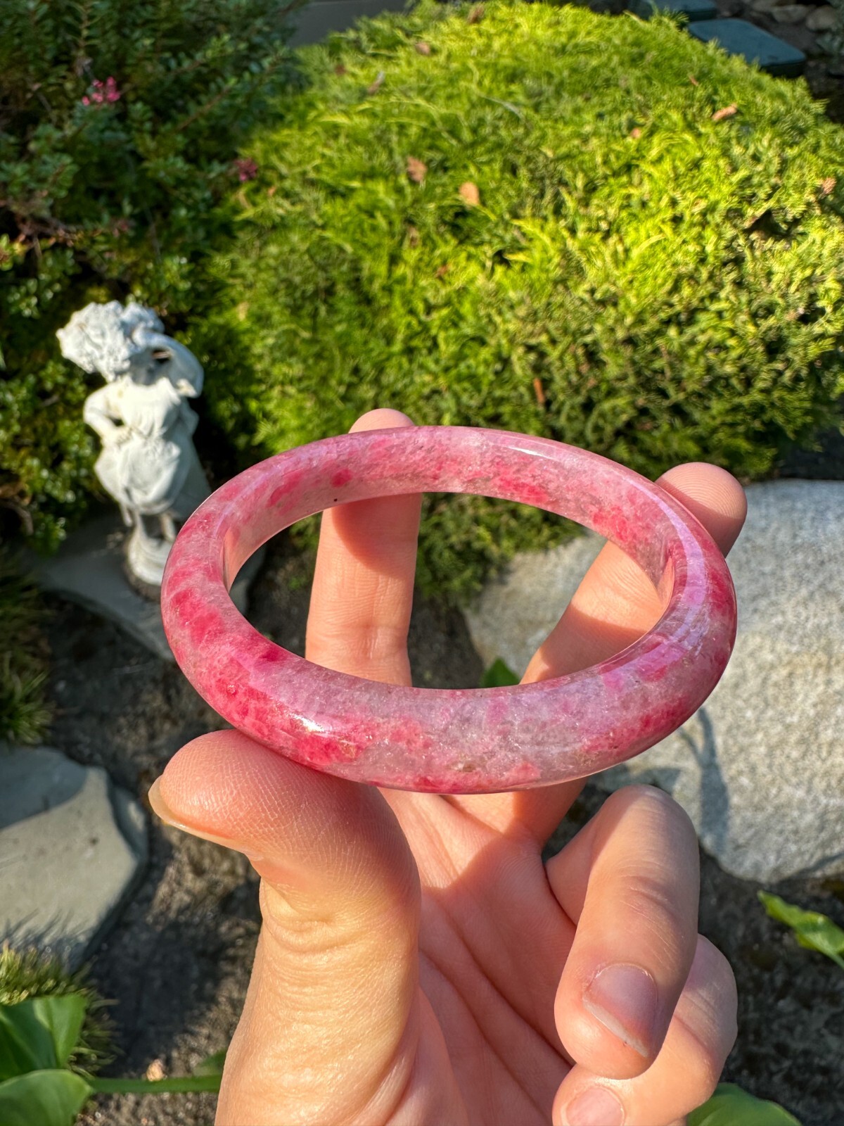 57mm+ Sakura Flower Rain Rhodonite Bangle Bracelet | 57口樱花雨蔷薇辉手镯