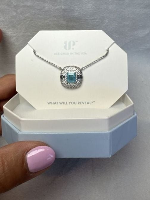 BP The Unseen We Carry- Created Aqua Blue Ice Crystal on Rhodium