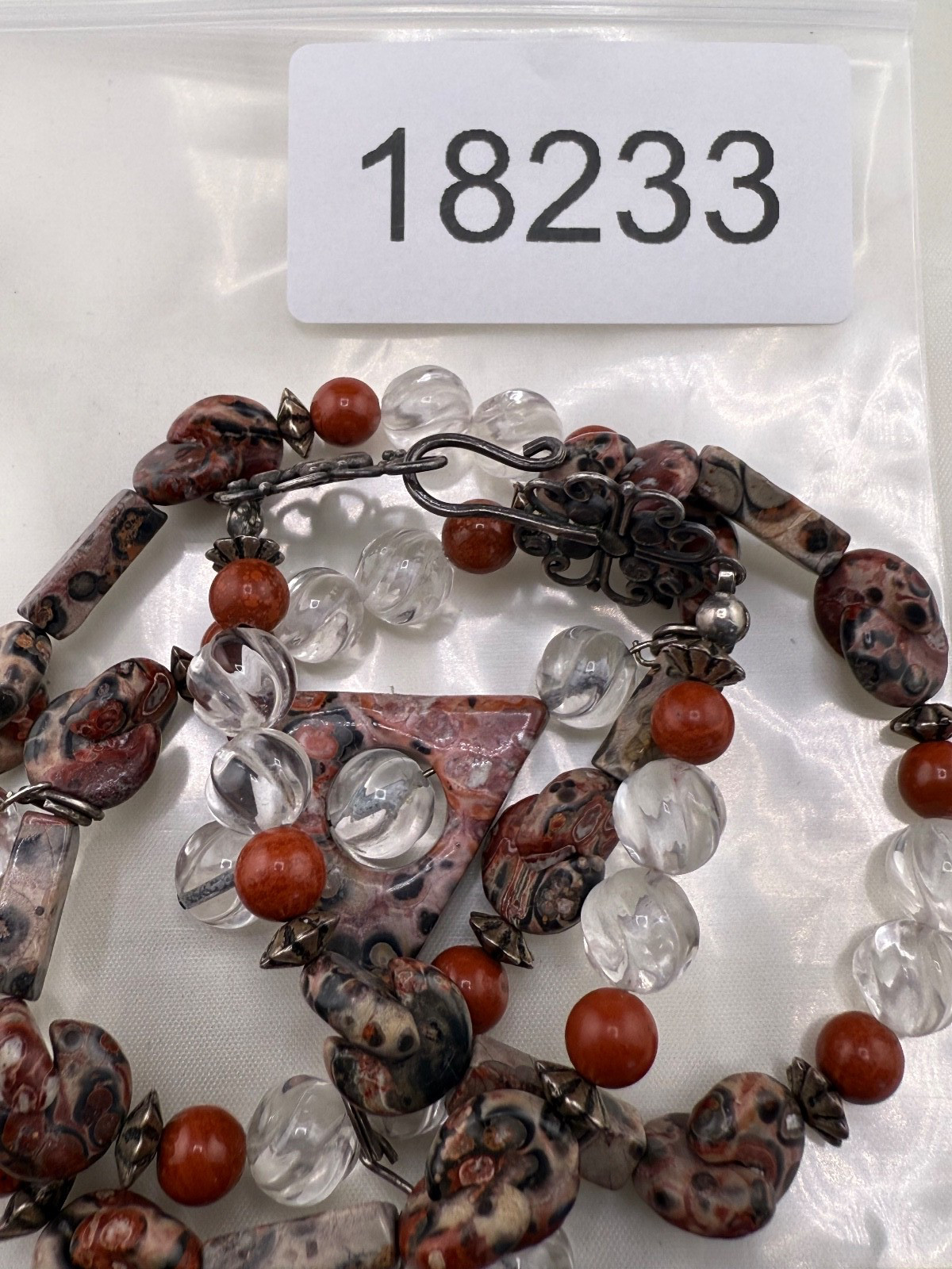 Vintage Jasper Necklace Polished Stone Chunky 20”