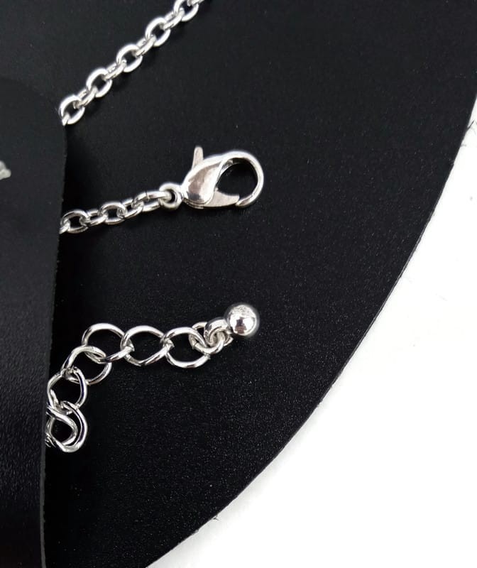 NWT F&F Women’s Floral Y-Necklace Silver Tone Black Enamel Crystal Statement Jew