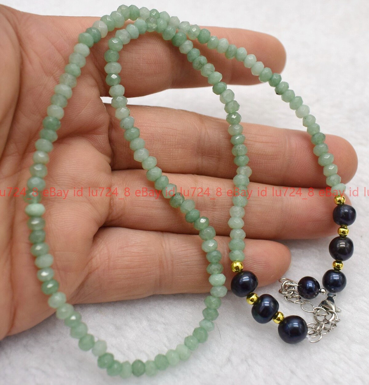 Fashion 2x4mm Faceted Gemstone Rondelle Beads 7-8mm Black Pearl Necklace 14-32″