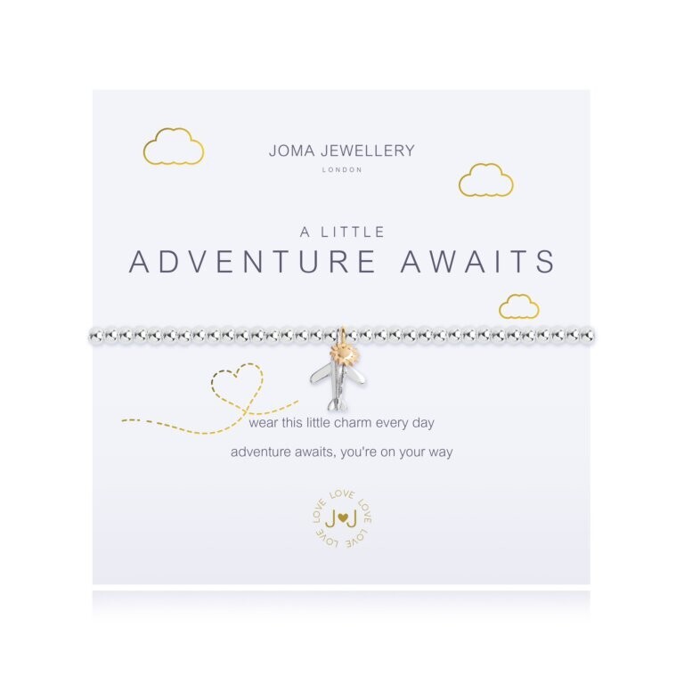 Joma Silver Plated Beaded Bracelet A Little ADVENTURE AWAITS + Gift Bag 3099