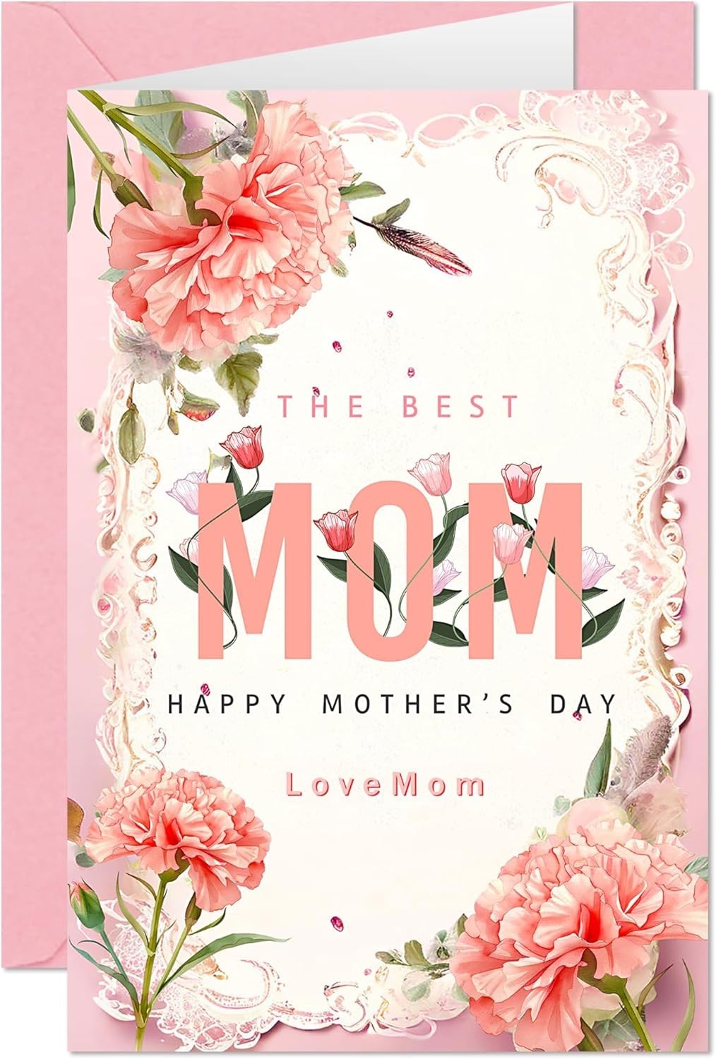 Heartfelt Mother’s Day Card with Elegant Floral Design & Envelope – Perfect Gift