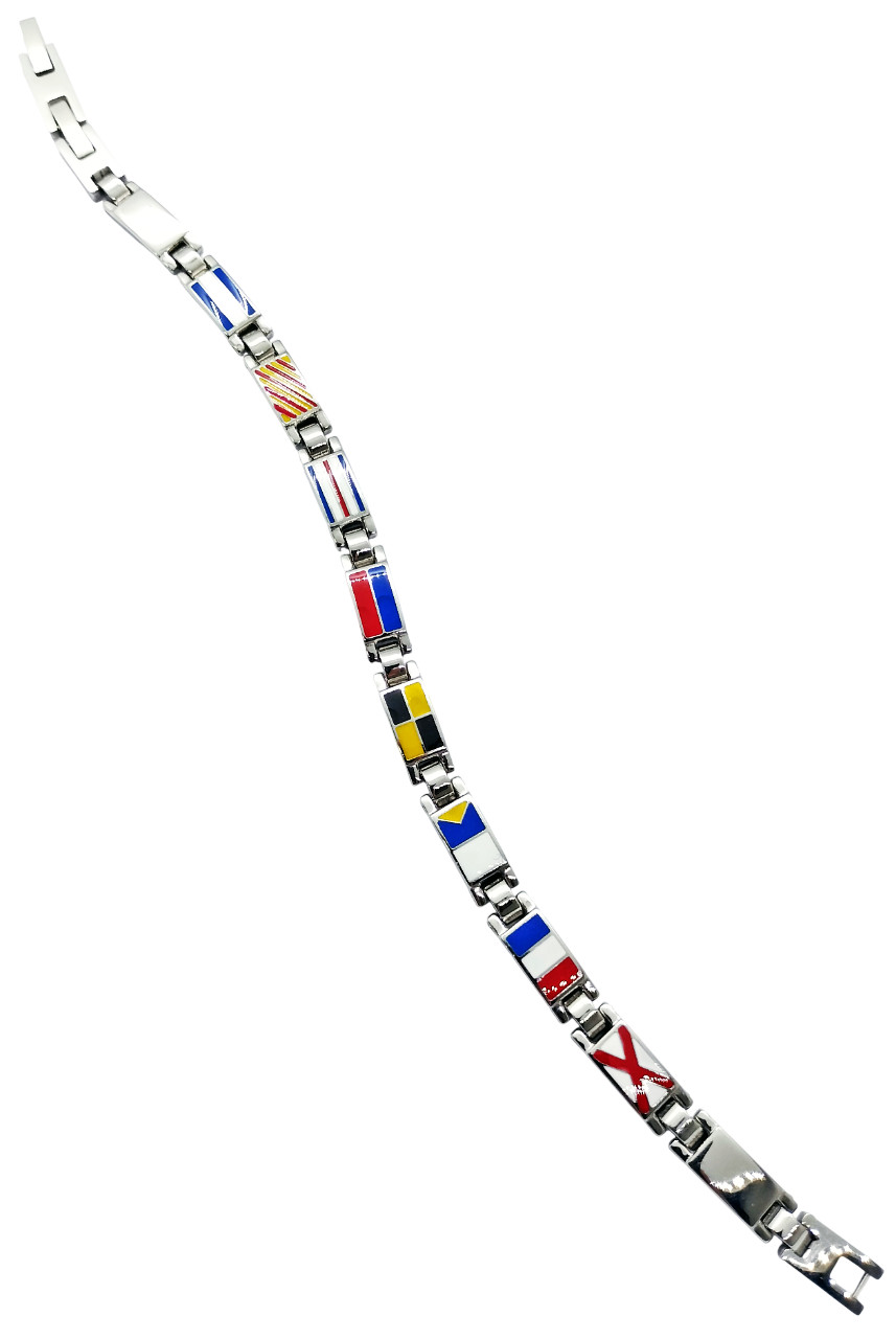 Men’s Steel Nautical Flags Enamel Bracelet Nautical Flags Adjustable