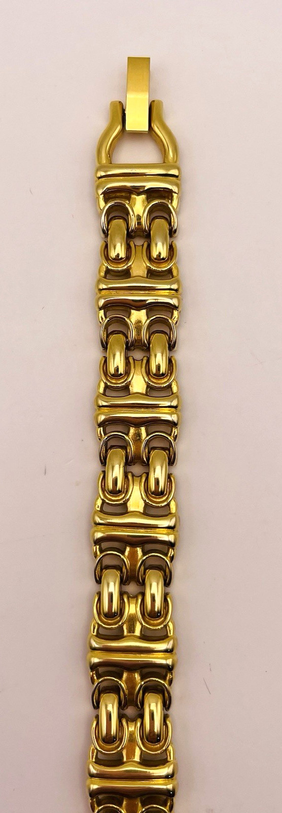 Gold Tone Modified Byzantine Link Bracelet 7.5 Inches