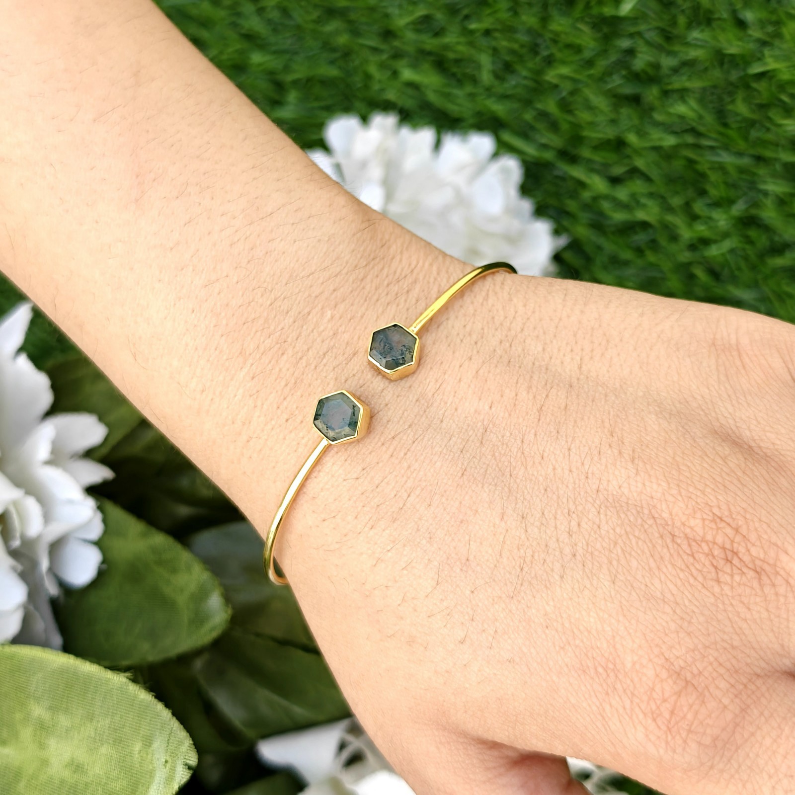 Handmade Multi Gemstone 18k Gold Plated Adjustable Stackable Jewelry For Gift