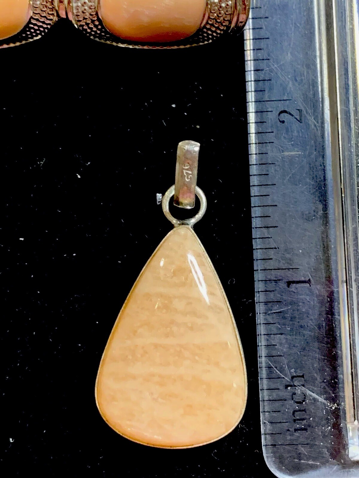 Vintage Enameled Earrings & New Genuine Stone Teardrop 925 Pendant Set