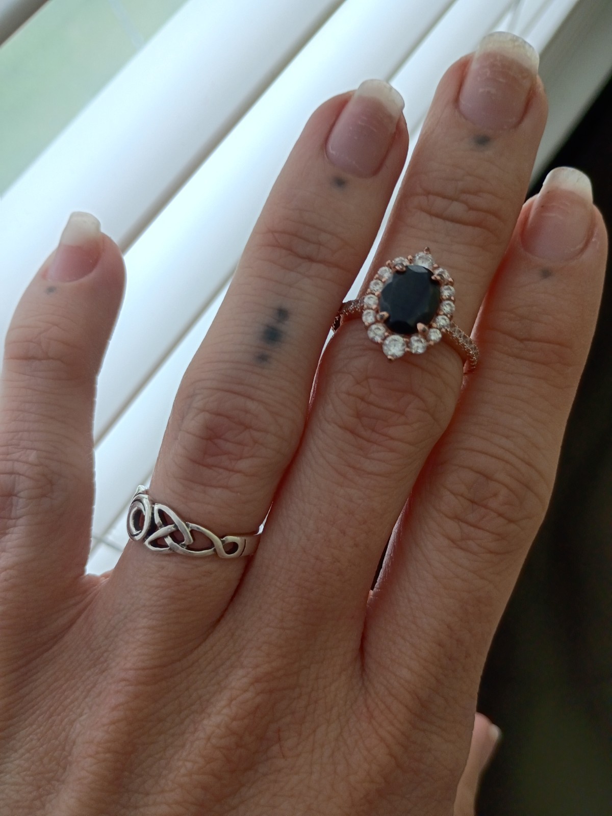 Lajerrio Ring Sterling Silver Rose Gold Plated Size 8 Obsidian