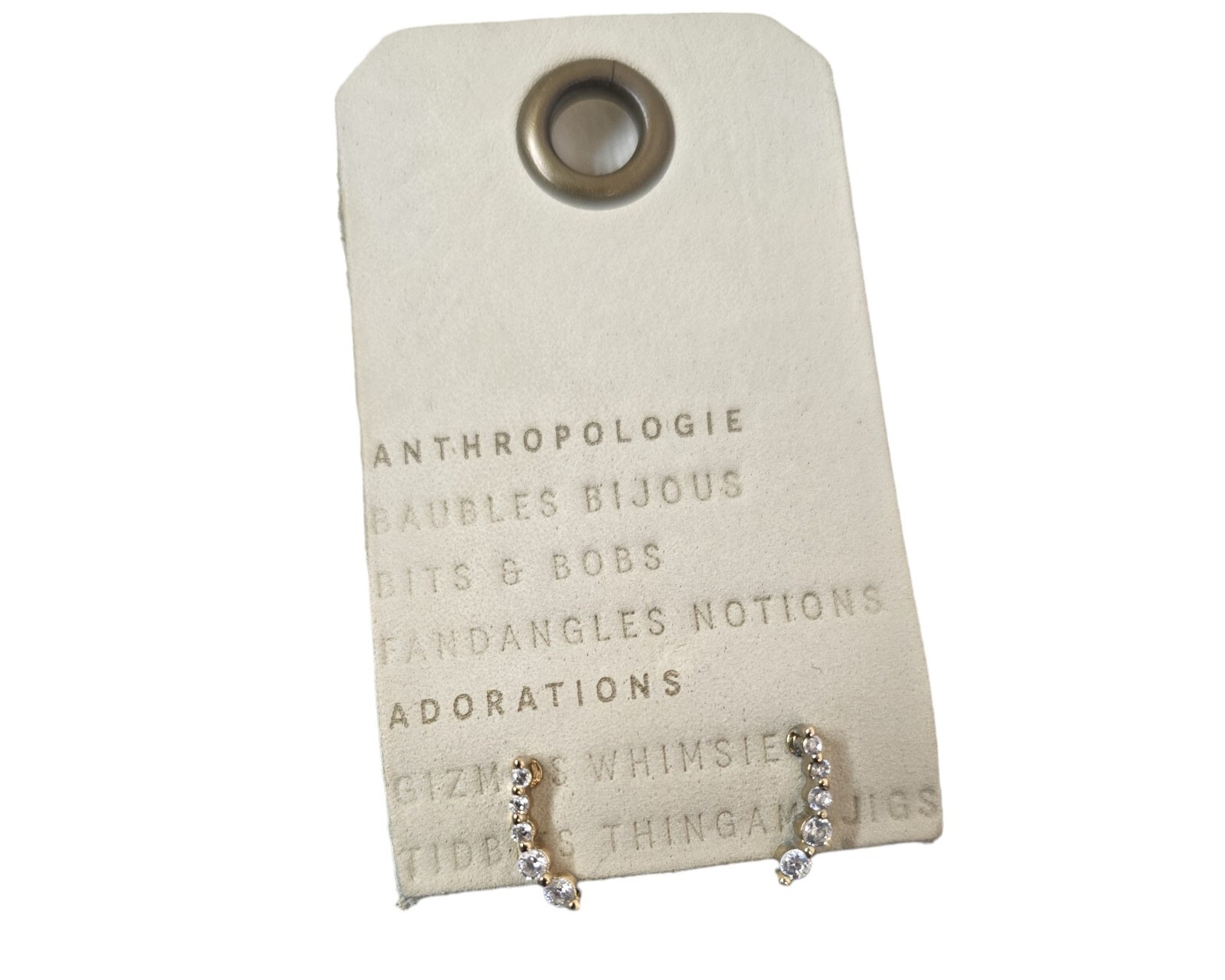 Anthropologie Women’s Crawler Crystal Simple Stud Earrings Gold Plated NWT