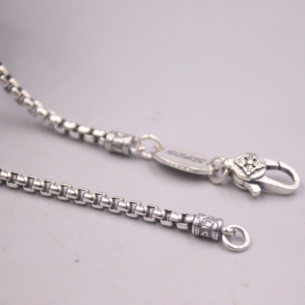 Solid 925 Sterling Silver 3mm Box Link Chain Necklace 19.7inch For Women Men