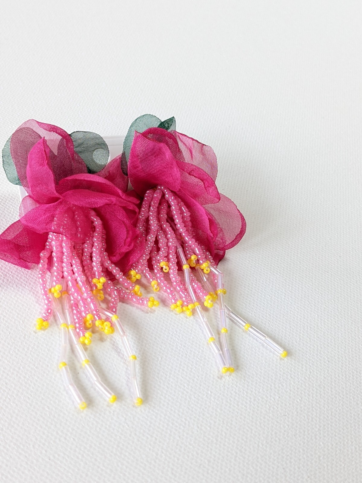 Summer Beach Flower Beaded Earrings Chiffon Multi-colored Stud Casual