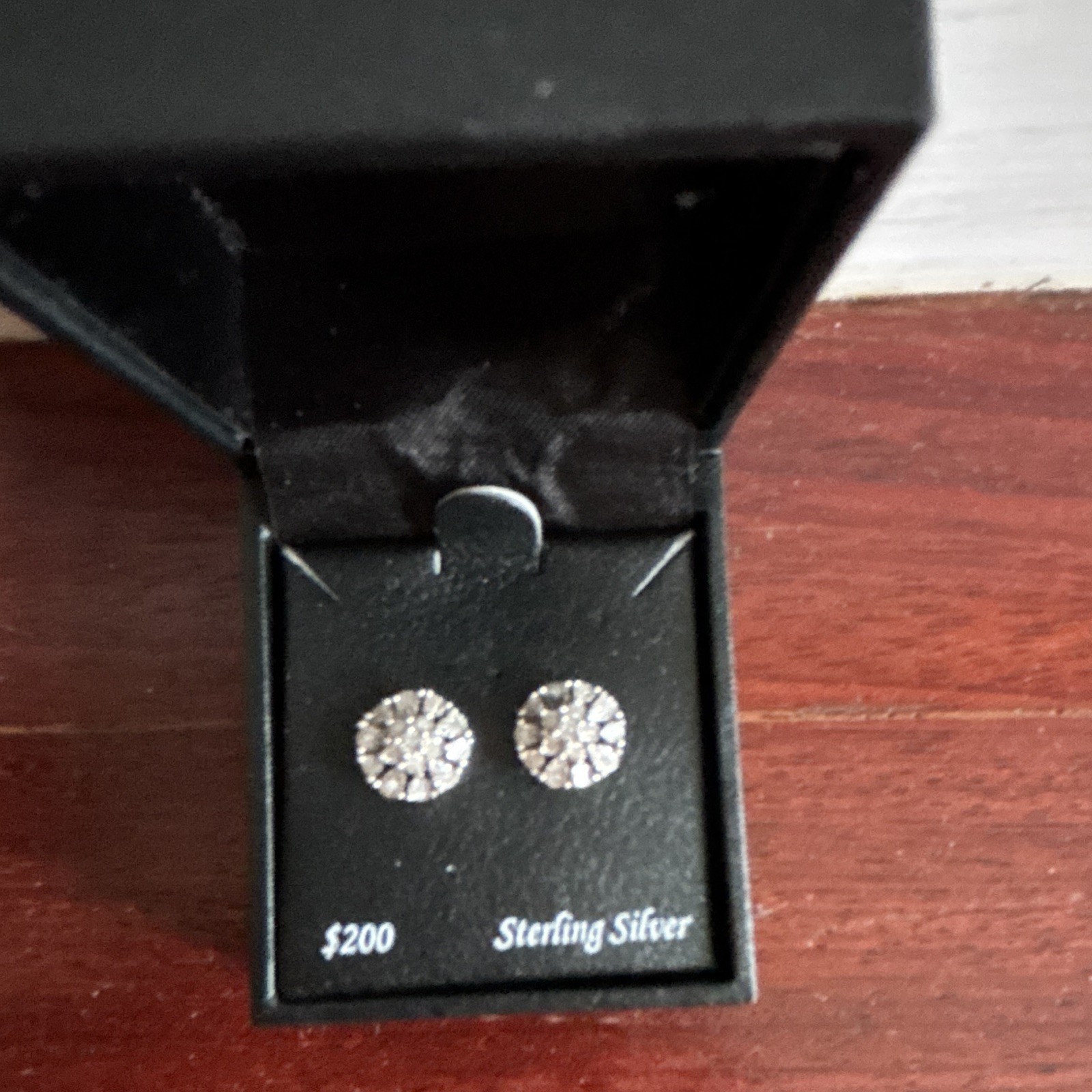 Macy’s Natural Round White Diamond Stud Earrings Sterling Silver Butterfly
