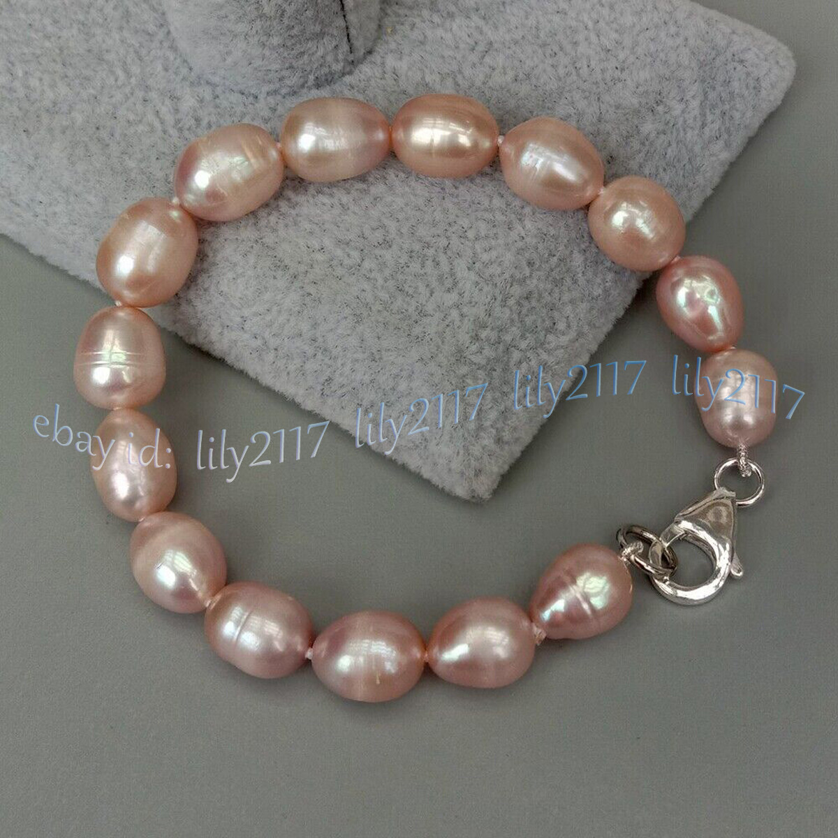 Natural White Black Gray Pink Purple Rice Cultured Pearl Bracelet Silver Clasp
