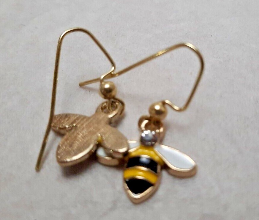 Bee Earrings Nickle Free Dangle Hooks Ear Decorations by Robyn