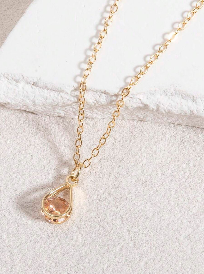 Heart Pendant Women Necklace Jewelry Accessories Water Drop Birthstone Gift USA