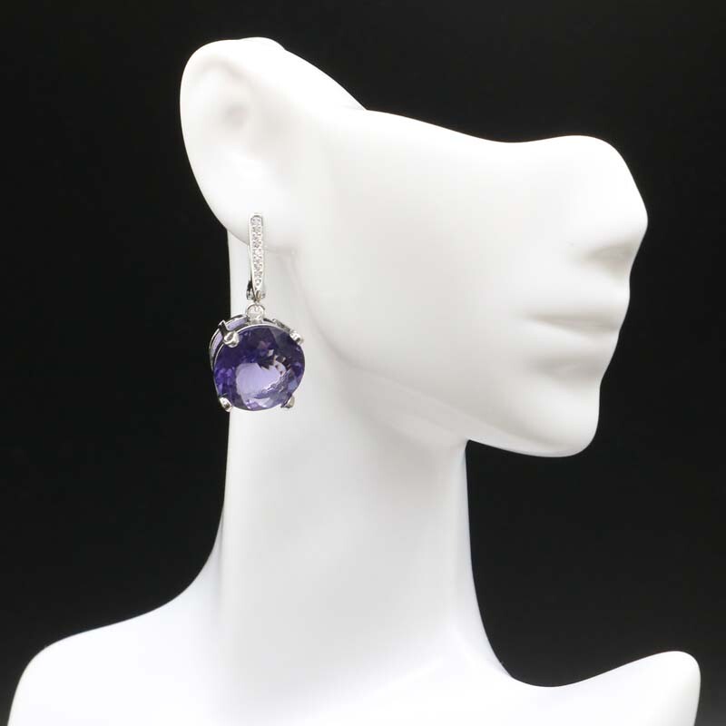Buy 3 get 1 free Gorgeous Purple Spinel White CZ Women Wedding Silver Earrings