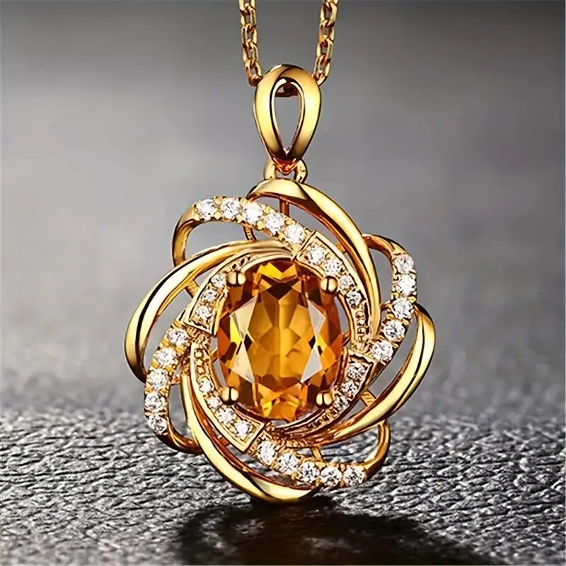 Rhinestone Decor Sunflower Pendant Necklace Jewelry Women Girls Fashion Gift New