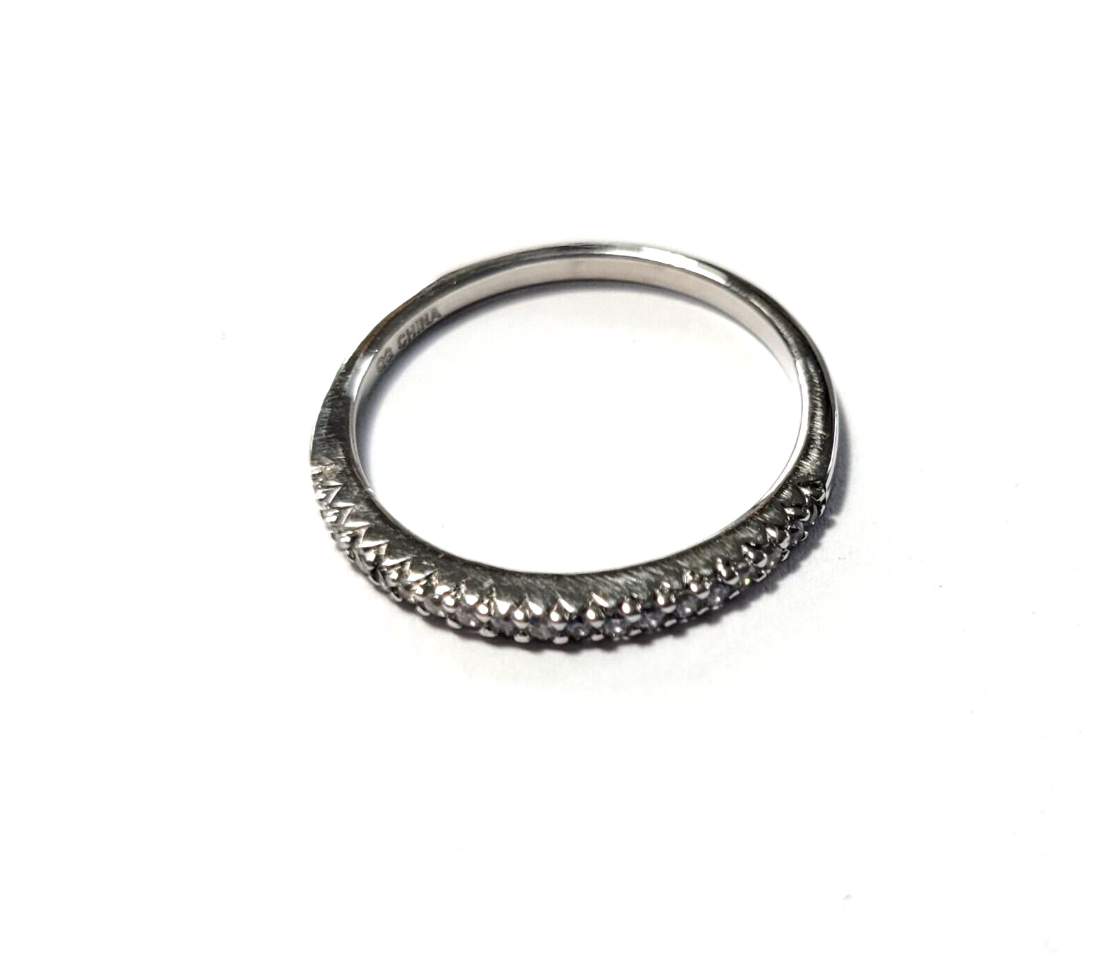 Sterling Silver Cubic Zirconia 1.5mm Wedding Band Set Band 1.3 Grams Size 6.5