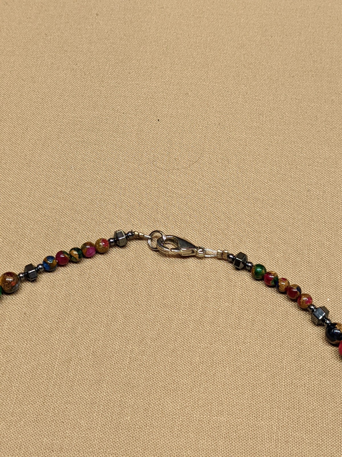 Composite Stone Bead Necklace Jadeite Range Boho Beaded Glassy Jewelry ~22″