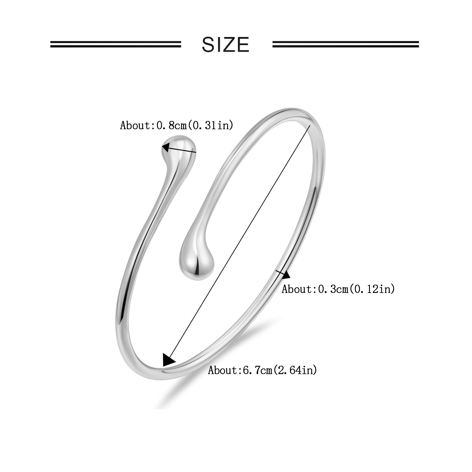 1/2x Women Silver Charm Bracelet Handmade Open Adjustable Cuff Bracelets Bangles