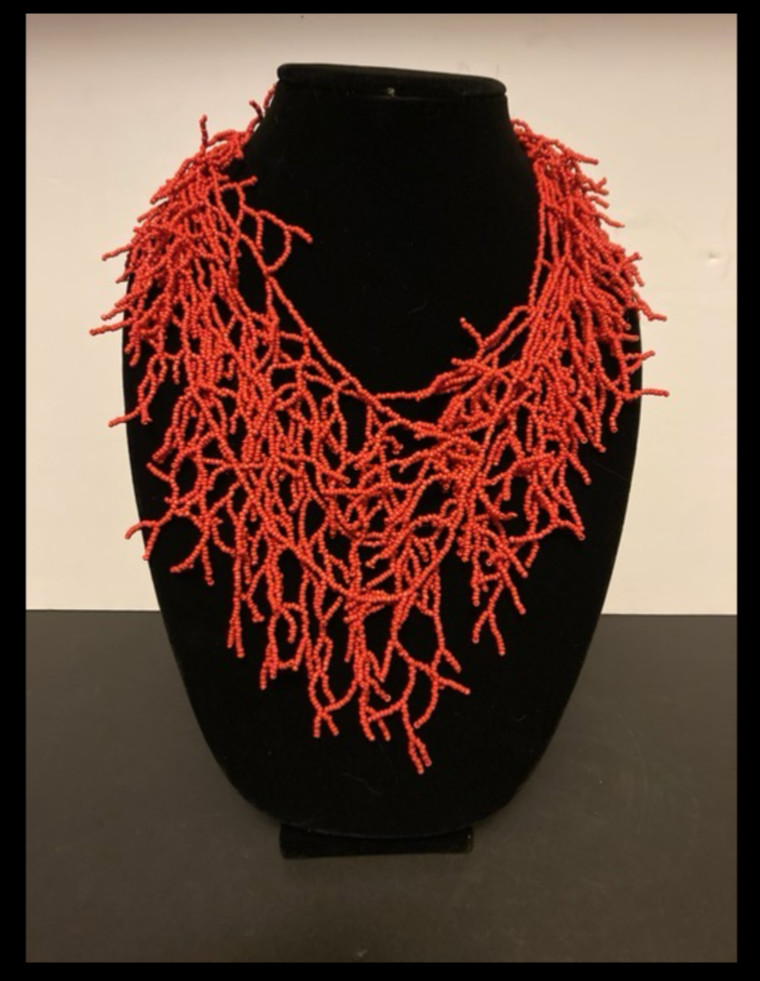 Vintage Heavy Necklace – Red Seed Beads simulated Red Branch Coral