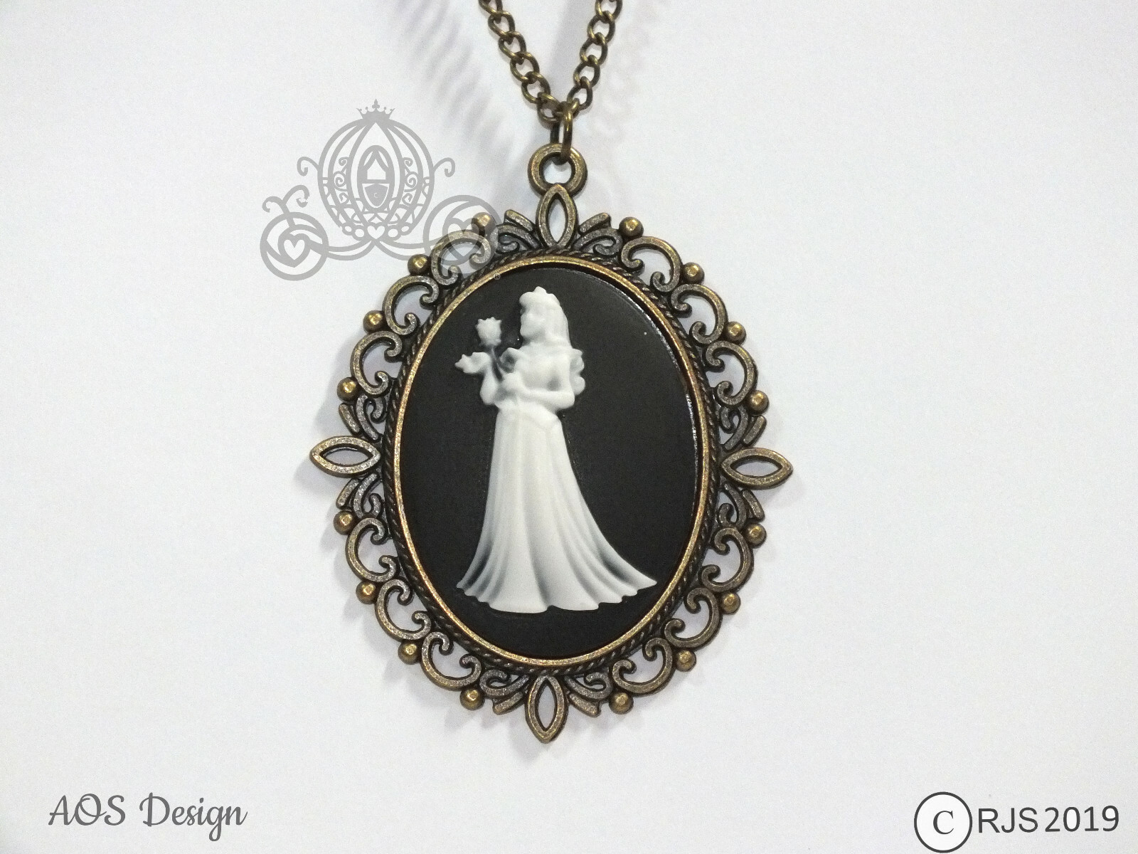 Sleeping Beauty Aurora Pendant Necklace, Pink Cameo Jewelry