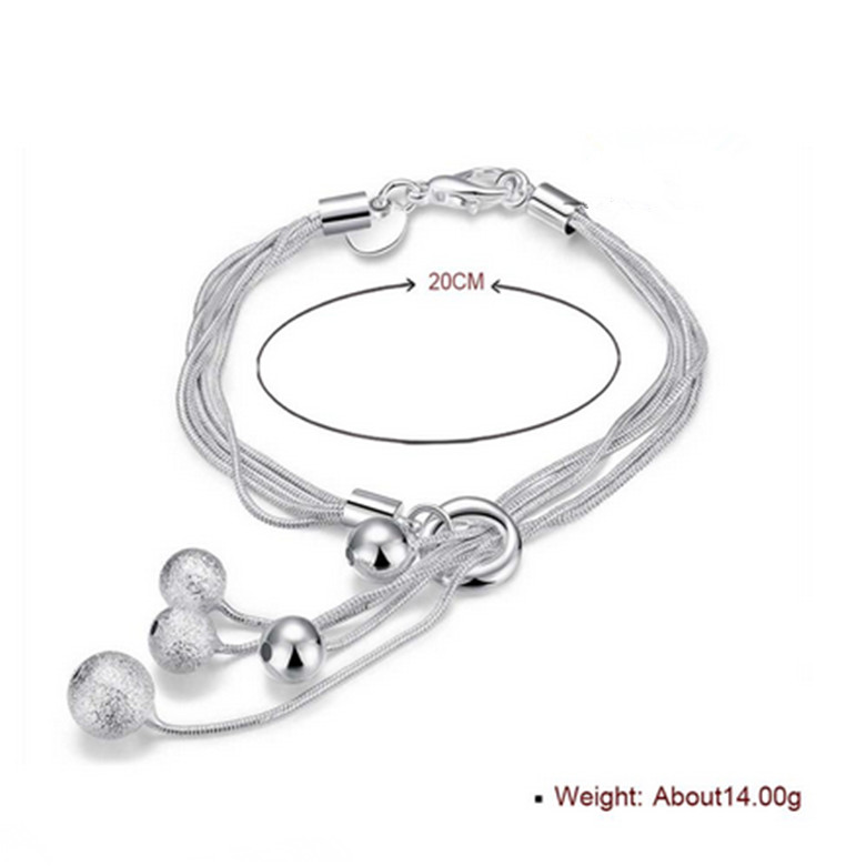Womens 925 Sterling Silver Bead Ball 5 Layers Snake Chain Charm Bracelet #BR426