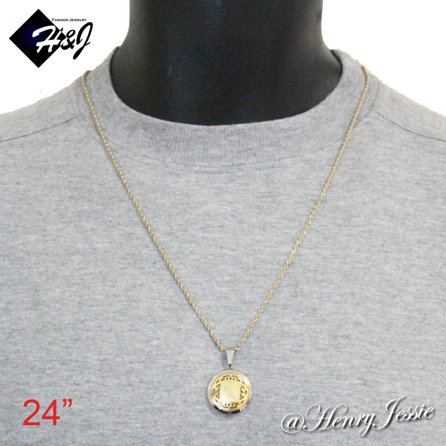 18″20″24″Stainless Steel 1.5mm Silver/Gold Plated Rope Chain Zodiac Sign Pendant