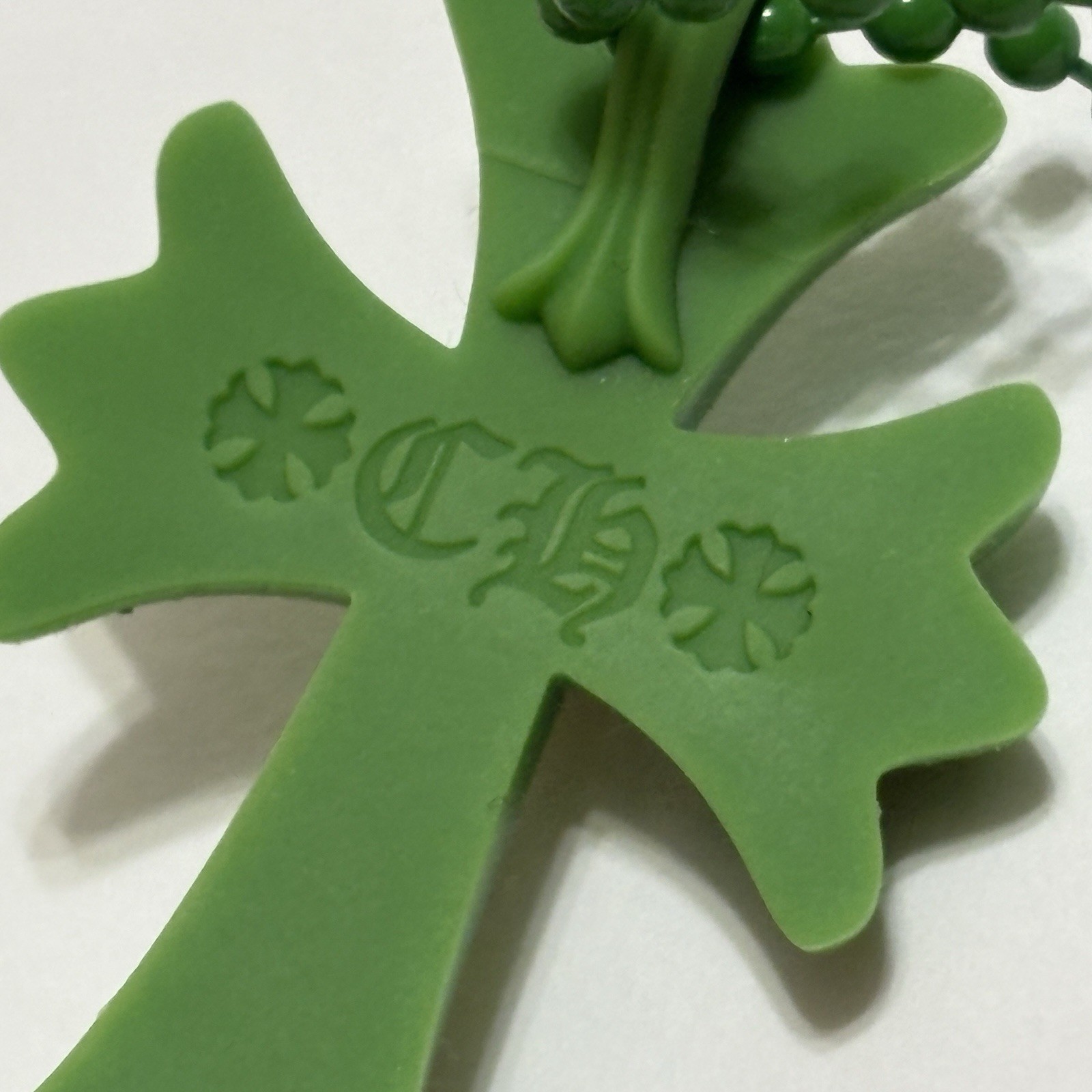 Chrome Hearts Pendant Cross Green Silicone Necklace 100% Authentic Brand New