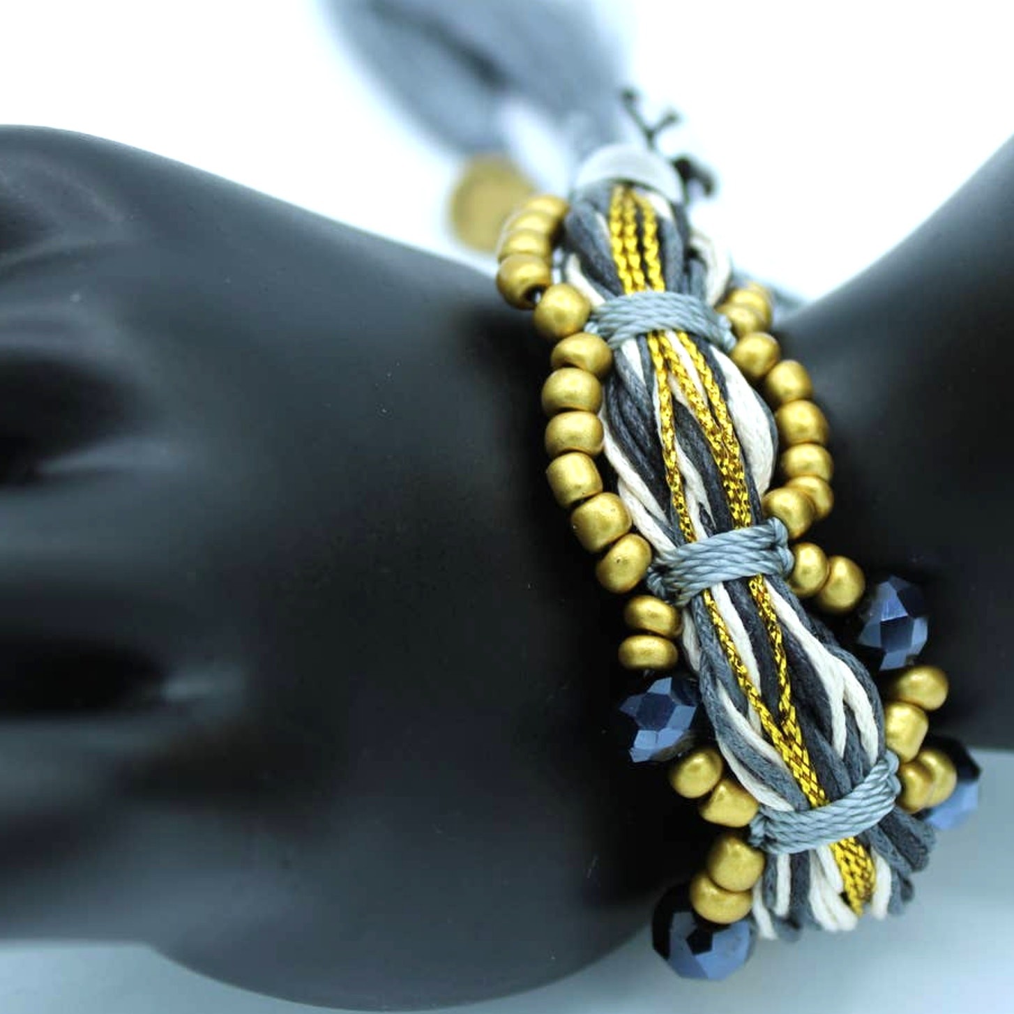 Anthropologie X Cocobelle Gold Woven Beaded Stella Slide Bracelet ~ LAST ONE