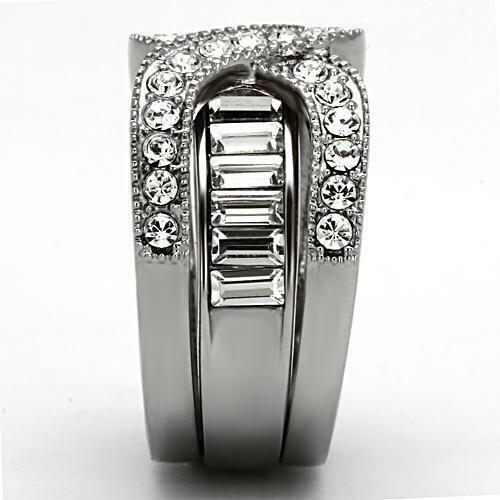 TK970 – High polished (no plating) Stainless Steel Ring with Top Grade Crystal